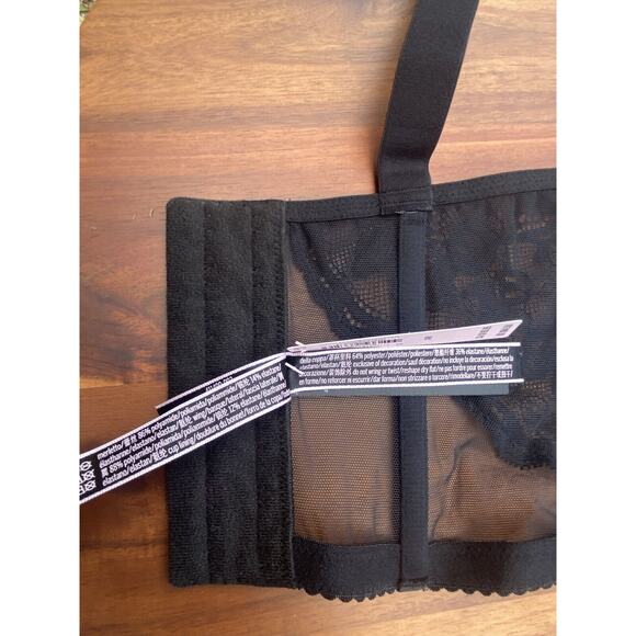 Victoria Secret Corset Bra Top 34B Very Sexy Push Up Black Lace Shine Strap - Picture 9 of 12